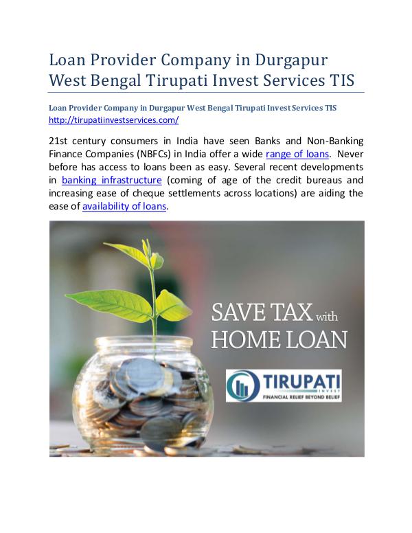 Loan Provider Company in Durgapur West Bengal Tirupati Invest Service Loan Provider Company in Durgapur West Bengal Tiru