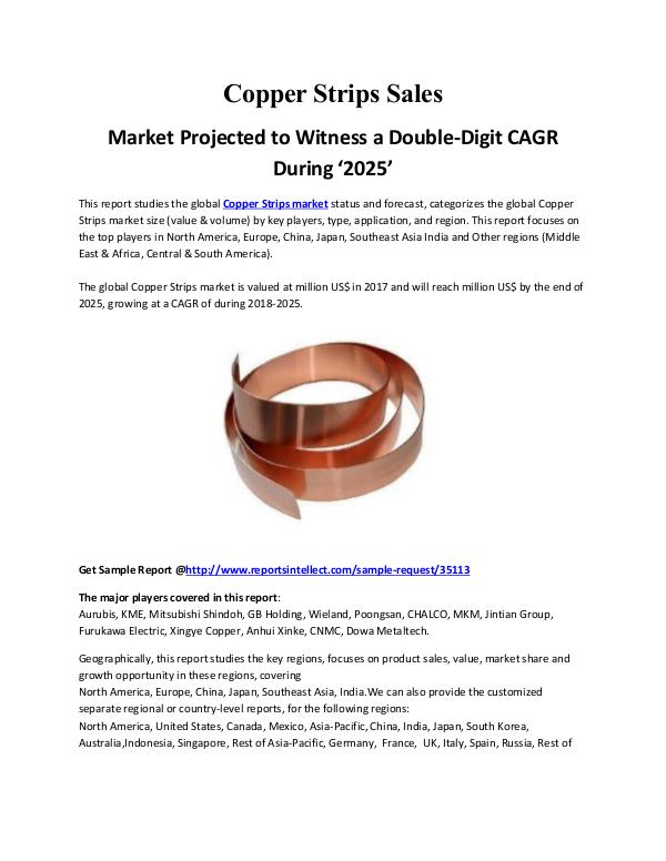 Copper Strips Sales Market Projected to Witness a Double CAGR by 2025 Copper Strips Sales Market Report 2018