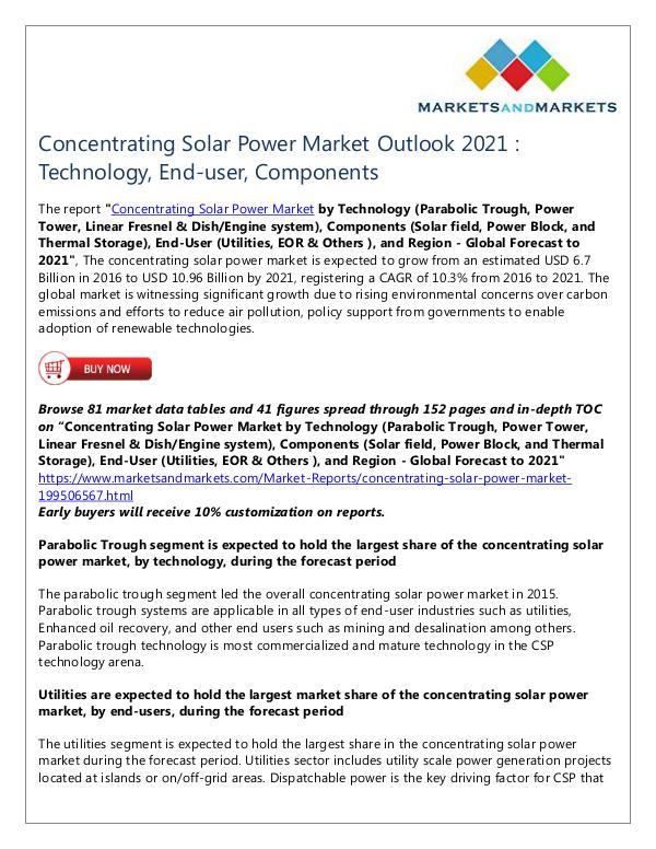 Energy and Power Concentrating Solar Power Market