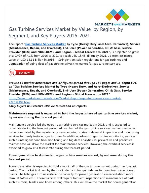 Energy and Power Gas Turbine Services Market