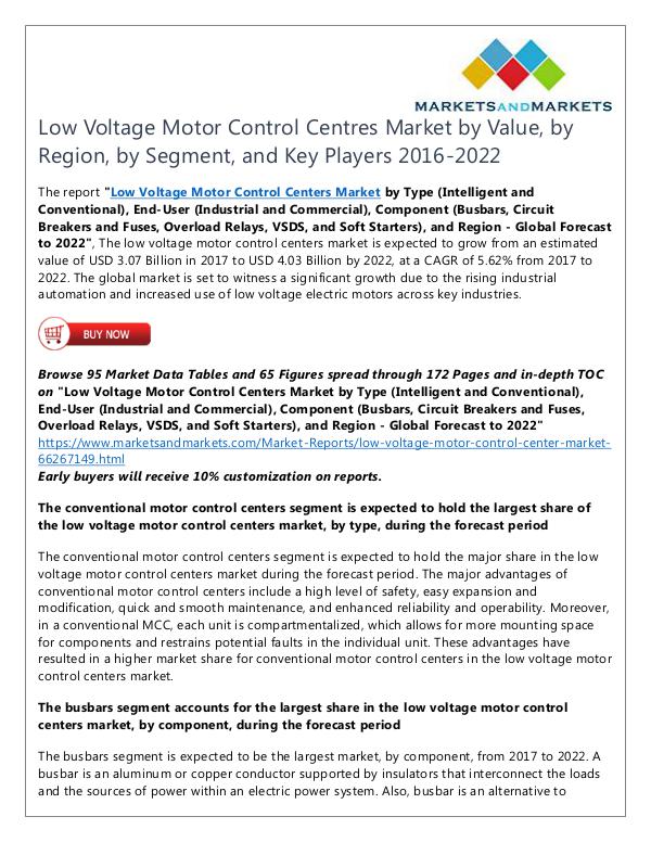 Energy and Power Low Voltage Motor Control Centers Market