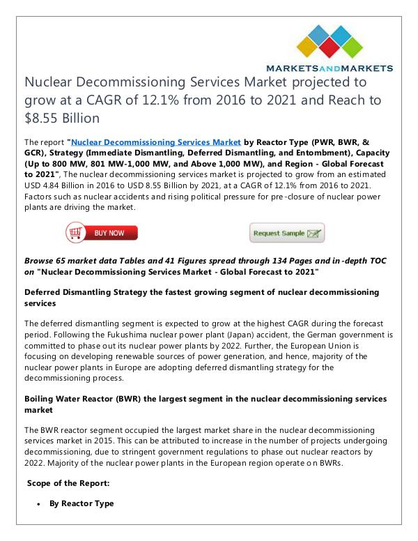 Energy and Power Nuclear Decommissioning Services Market
