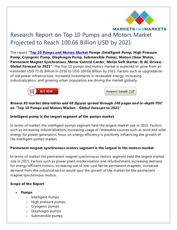 Energy and Power Top 10 Pumps and Motors Market