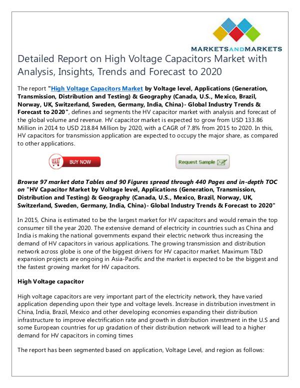 Energy and Power High Voltage Capacitors Market
