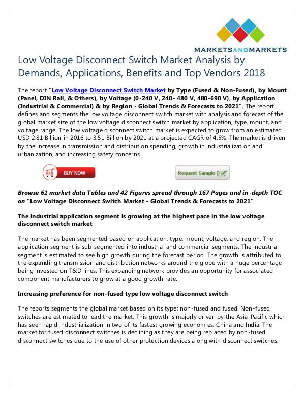 Low Voltage Disconnect Switch Market