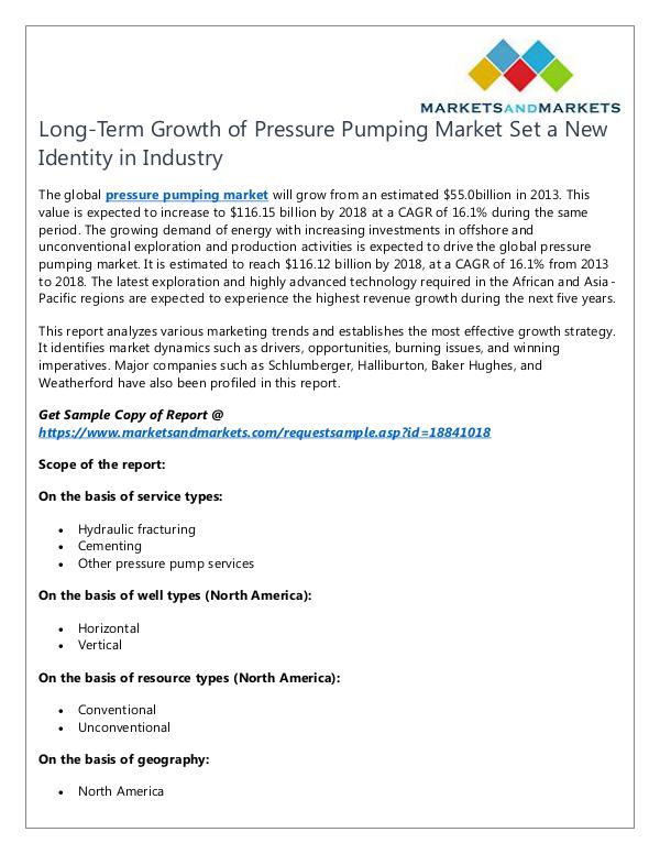 Energy and Power Pressure Pumping Market