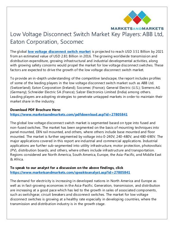 Energy and Power Low Voltage Disconnect Switch Market1