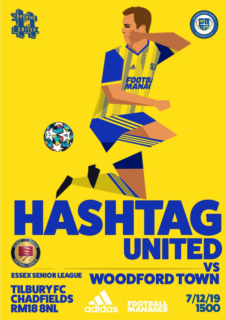 Hashtag United match day programmes v Woodford Town FC