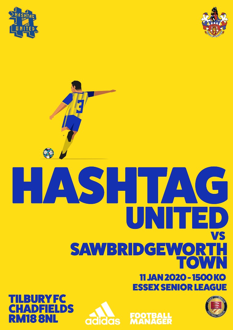 Hashtag United match day programmes v Sawbridgeworth Town