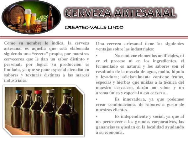 “Elaboración de Cerveza Artesanal para la Venta de al Mayor” Cerveza Artesanal Createc-Valle Lindo