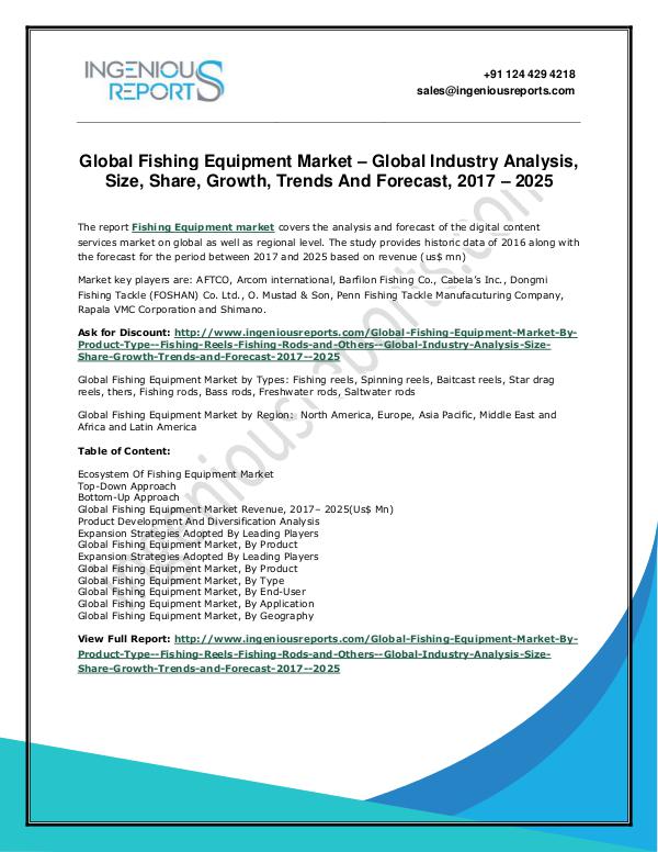 Fishing Equipment Market  Study: Market Trends, Forecast, Size Analy Fishing Equipment market