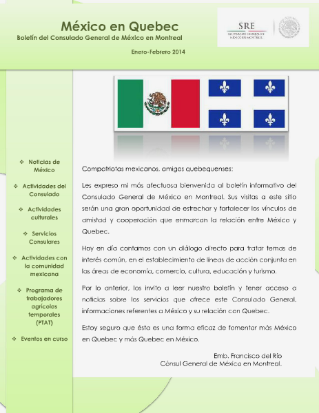 Boletín México en Quebec Enero-Febrero 2014