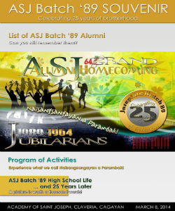 ASJ Batch '89 Souvenir March 2014