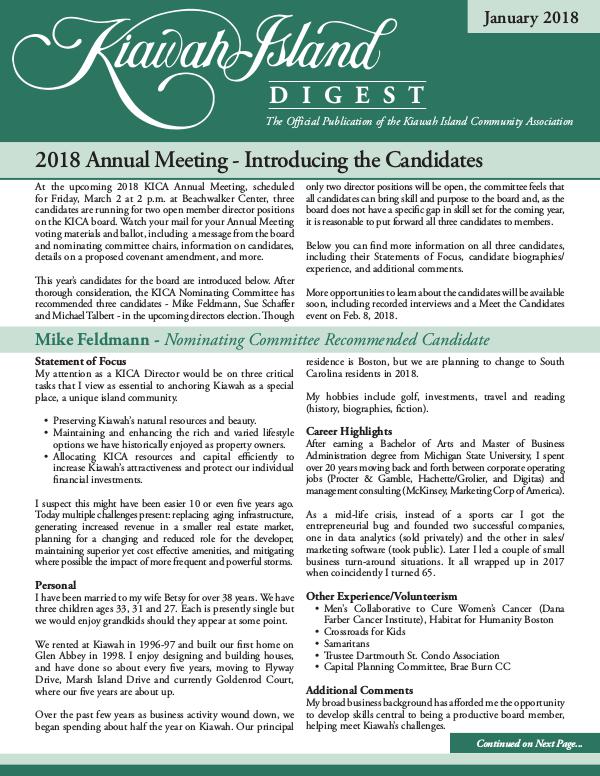 Kiawah Island Digest January 2018