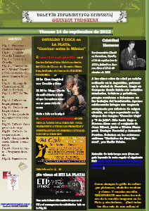 Boletín Informativo Semanal de Guardia Tanguera Viernes 14 de Septiembre de 2012