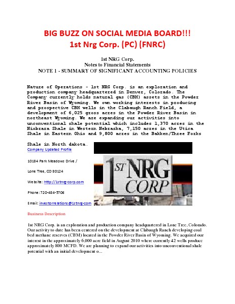 1st NRG Corp.02-27-2014 Feb/27/2014