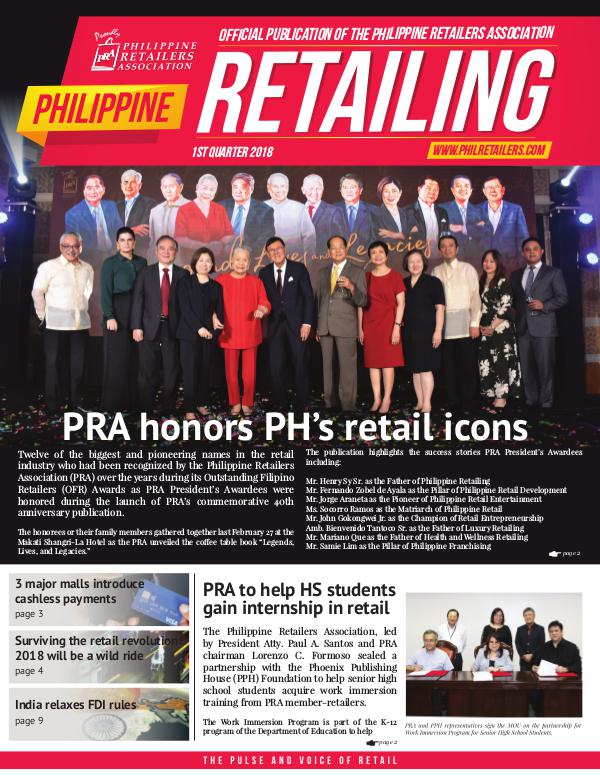 Philippine Retailing Newsletters 2018 PRA Newsletter 2018 Q1