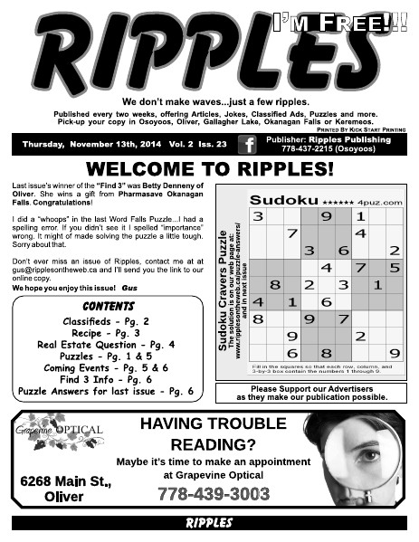 RIPPLES Vol. 2 Issue 23 November 13th, 2014