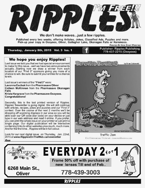 RIPPLES Vol. 3 Issue 1 - January 8th, 2015