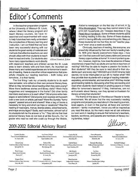 The Missouri Reader Vol. 26, Issue 2